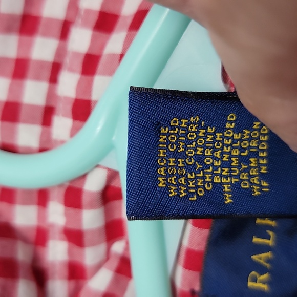 Ralph Lauren Gingham Shirt Long Sleeve Button Down Collar Red White Small 8 - Picture 4 of 11